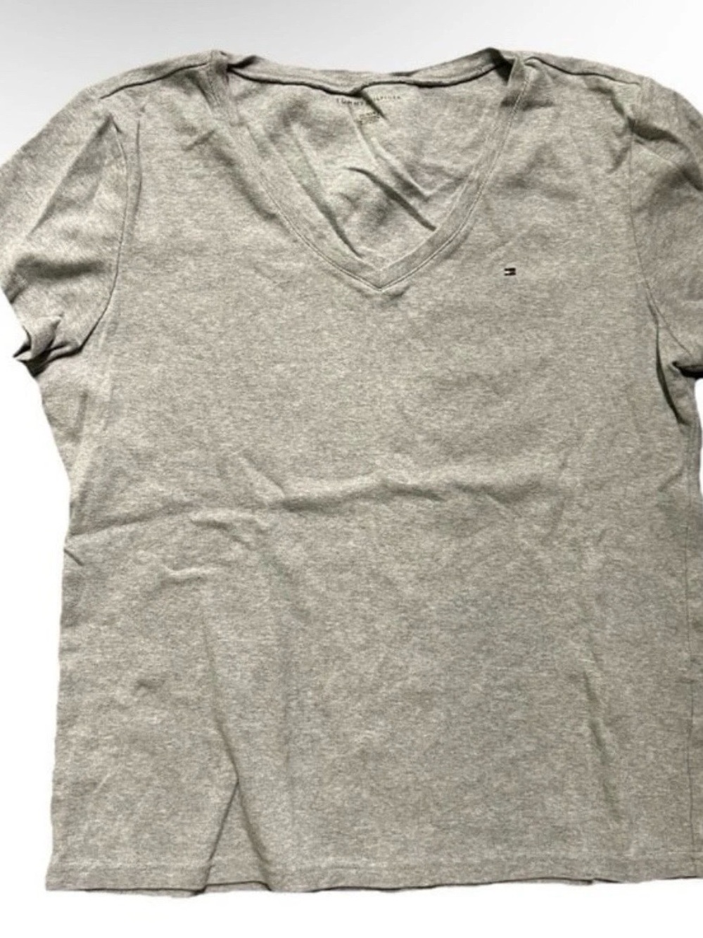Women’s Tommy Hilfiger Grey Short Sleeve V Neck T Shirt Size XL